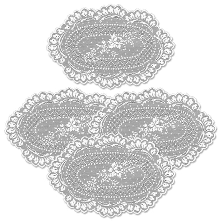 Heritage Lace 8 x 12 in. Floret Doily - White - Set of 4 FO-0812W-S
